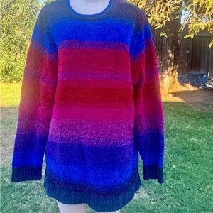 Erika Vibrant Blue and Red Women's Sweater